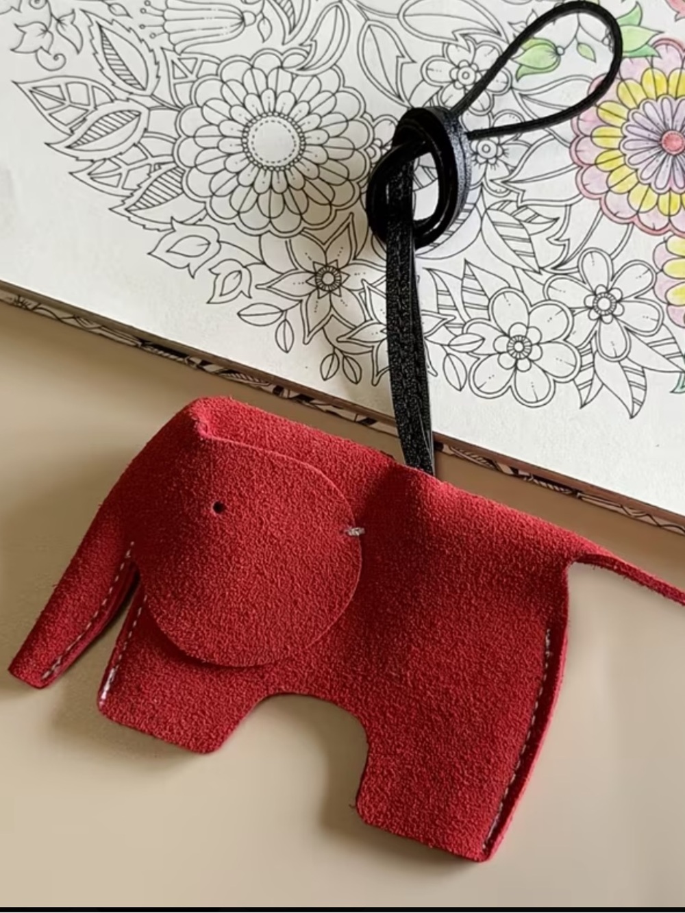 Red Faux Suede Elephant Bag Charm Keychain Purse Charm New
